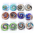 MC0022 Factory Outlet Gold Dust Swirl Flat Round Lampwork Glass Shell Pendants 12pcs/box